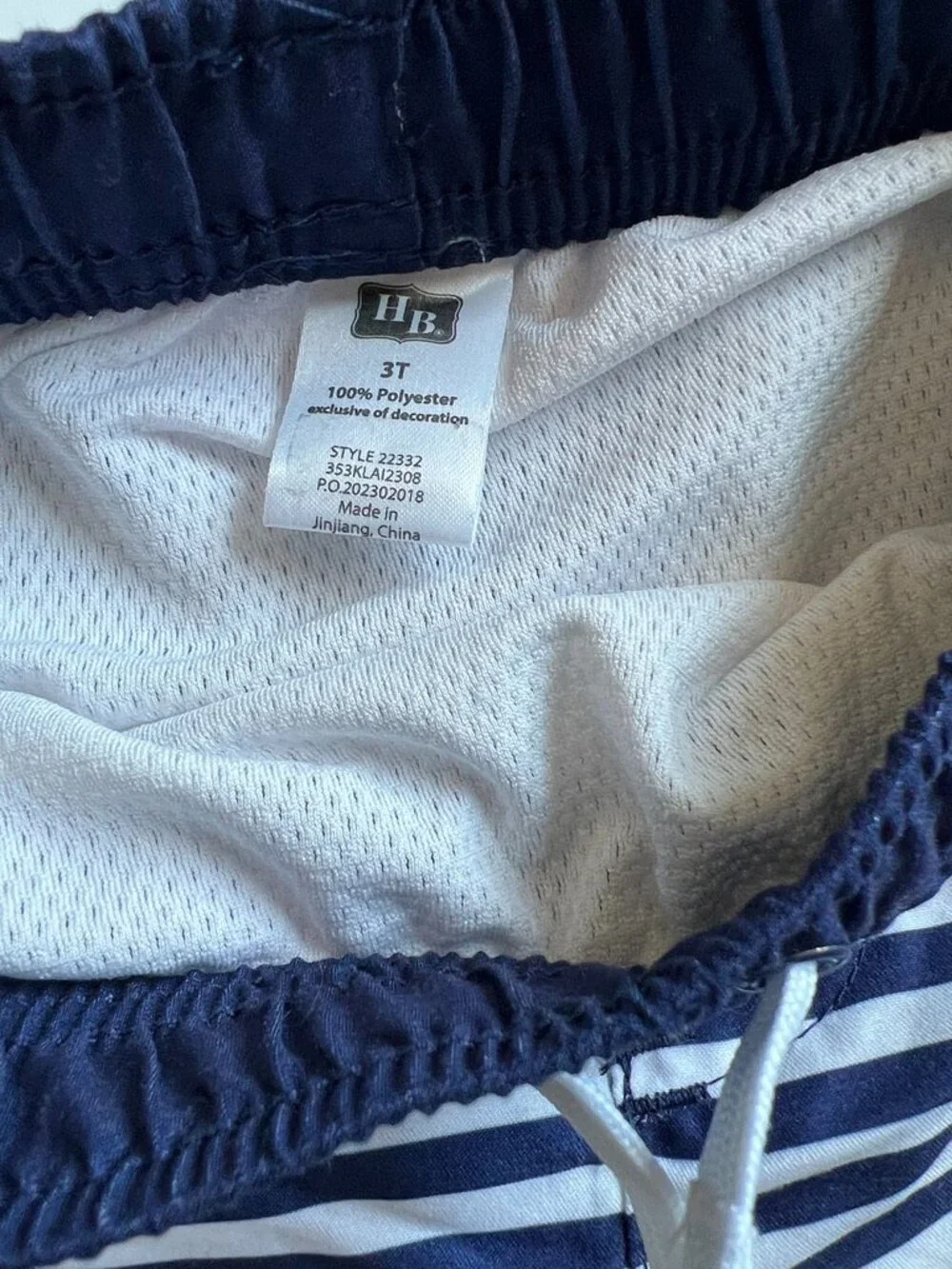Hudson Bay Company Blue and White Striped Swim Trunks Size 3T Like New